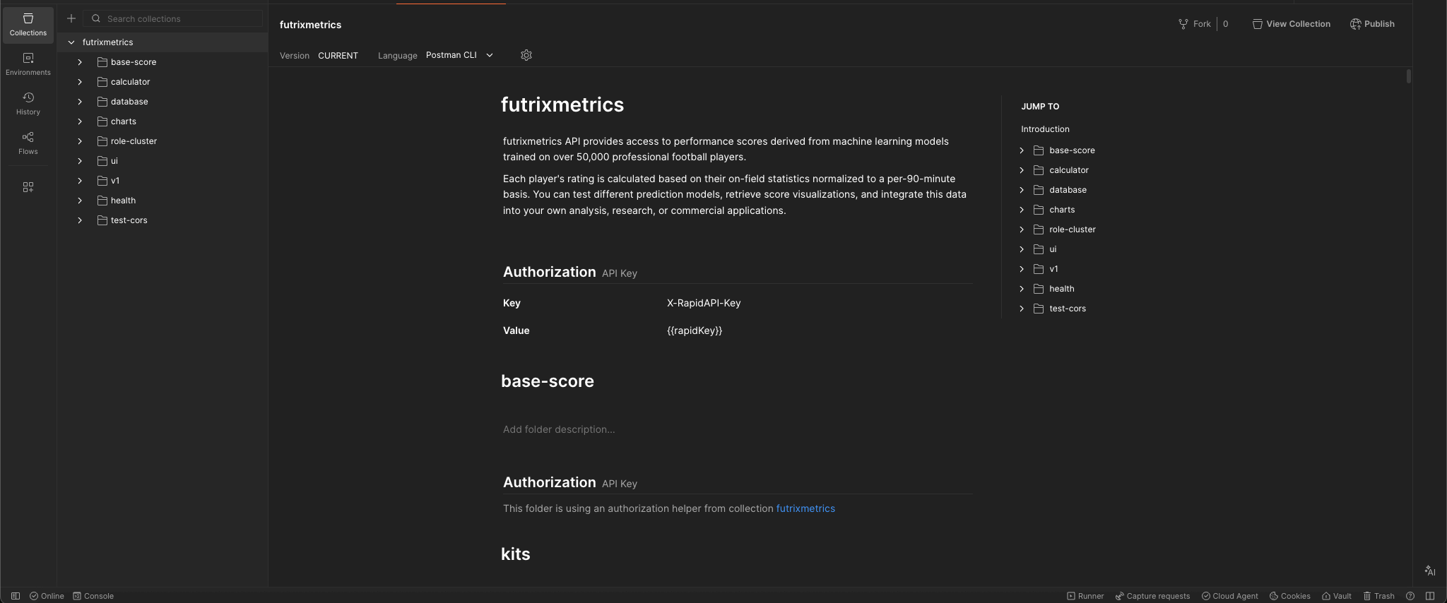 Postman API testing interface